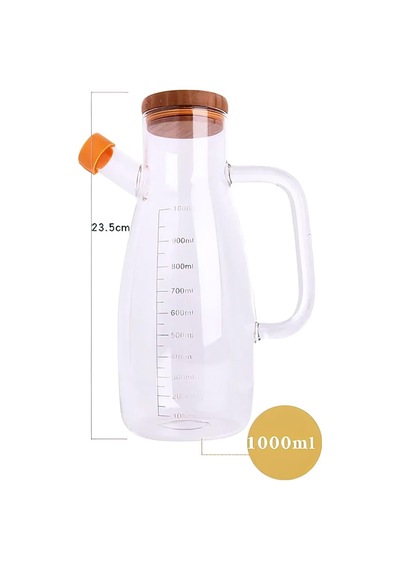 Evikonu Bambu Kapaklı Borosilikat Cam 1000ml Yağdanlık