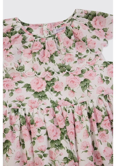 Panço Liberty Kumaş Kız Bebek Gül Desenli Elbise 5611gb26002 Pembe