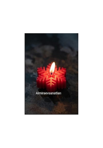 Kar Tanesi Mum 1 Adet Kırımızı