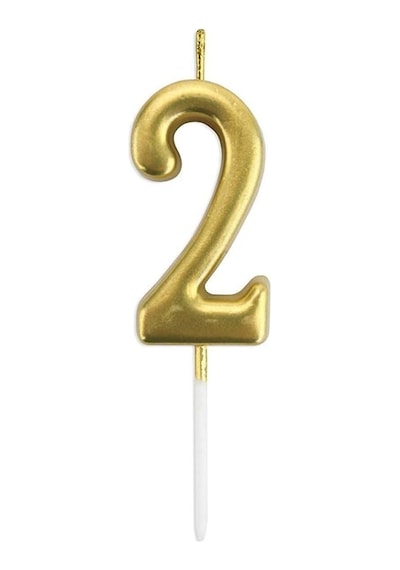 2 Yaş Gold Rakam Mum Altın Renk Doğum Günü Pasta Mumu 12 Cm Çok Renkli