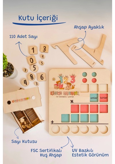 İlkokul Matematik + Eğitici Çarpma İşlemi Ahşap Oyuncak Etkinlik Seti + Kolay Öğrenme Çarpım Bultak