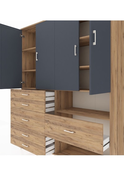 Hyperion Gardrop 7 Raflı 6 Çekmeceli 4 Kapaklı 176x44x221 Çam-antrasit/çam Antrasit/çam Hyperion Gardrop 7 Raflı 6 Çekmeceli 4 Kapaklı 176x44x221 Çam-antrasit/çam Antrasit/çam