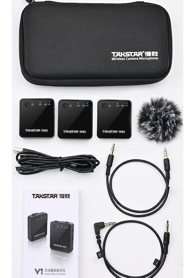 Takstar V1 Dual Kablosuz Video Kamera Yaka Mikrofonu - Android Ce