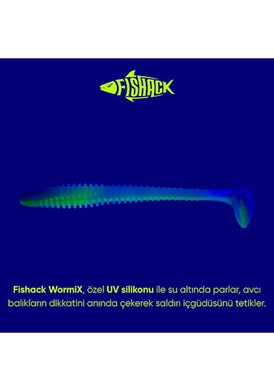 Silikon Kurt Yem - 4,2g 105mm - Turna/levrek Silikonu - 1 Adet - Mavi/yeşil