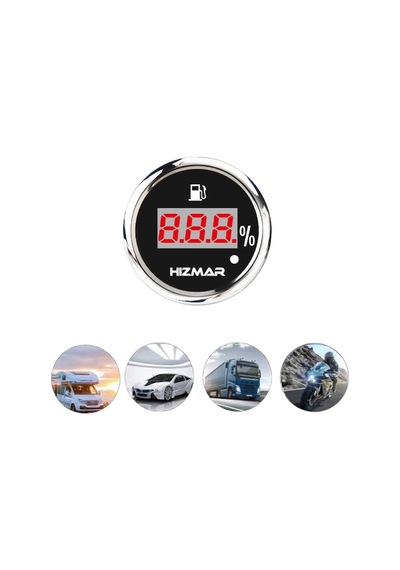 Hızmar Siyah Dijital Yakıt Seviye Göstergesi - Karavan & Tekne