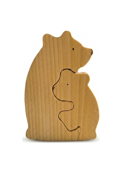 Simdale Wood İsimli Ahşap Anne Ve Yavru Ayı Puzzle - Geçmeli Montessori Oyuncak