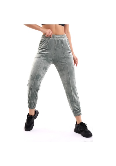 Winmoda34 Kadife Eşofman Jogger Çağla-yeşili