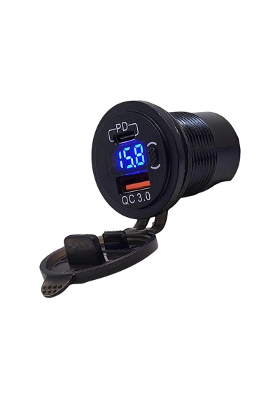 Ic-266d-6 Pano Tip Voltmetreli 2'li Usb 3.0 + Type-c Butonlu
