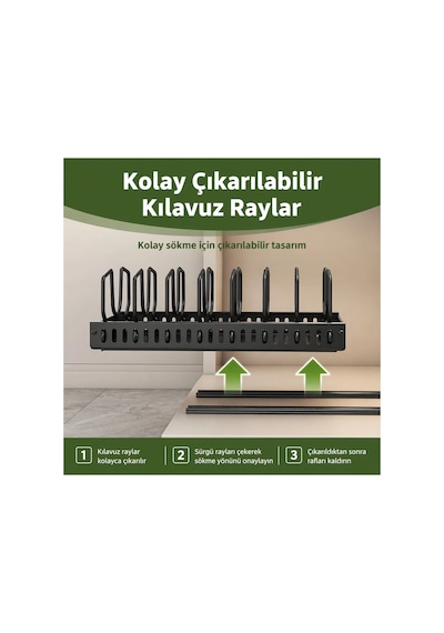 Çok Amaçlı Raylı Mutfak Araçları Düzenleyici Tava,tencere, Baharatlık Ve Tezgah Altı,üstü Organizer Çok Renkli