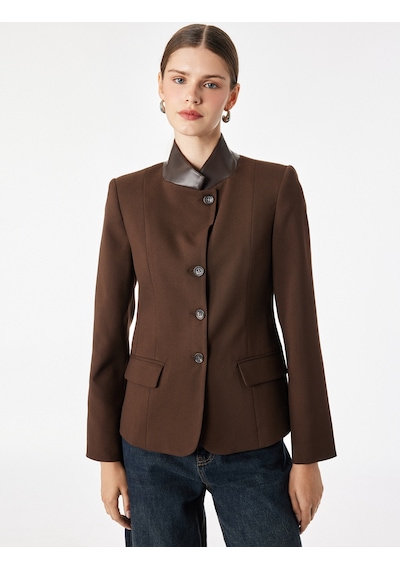 Koton Viskon Karışımlı Uzun Kollu Suni Deri Yaka Slim Fit Ceket Kahverengi 7wak50014pw Kahve Koton Viskon Karışımlı Uzun Kollu Suni Deri Yaka Slim Fit Ceket Kahverengi 7wak50014pw Kahve