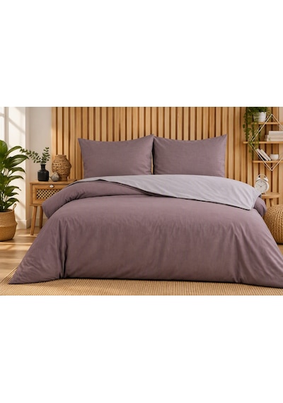 Lux Comfort Düz Renk Çift Kişilik Nevresim Takımı Çift Renkli Yumuşak Dokulu 200x220 Cm 4 Parça Vizon
