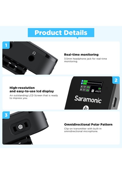 Saramonic Blink900 B1 Kablosuz Yaka Mikrofonu, Dslr Video Kamera/Apple Uyumlu iPhone/android/dizüstü Bilgisayar İçin Oled Ekranlı 2.4ghz Kablosuz Yaka Mikrofonu Saramonic Blink900 B1 Kablosuz Yaka Mikrofonu, Dslr Video Kamera/Apple Uyumlu iPhone/android/dizüstü Bilgisayar İçin Oled Ekranlı 2.4ghz Kablosuz Yaka Mikrofonu