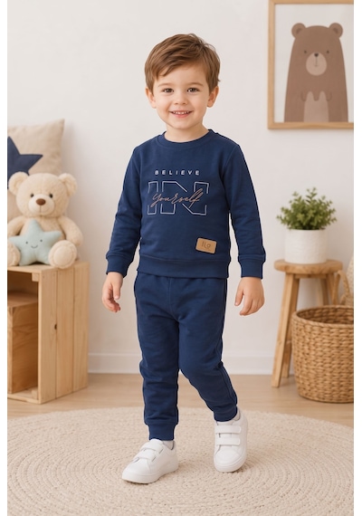 Mnk Baby & Kids Erkek Çocuk Belıeve Baskılı 2li Eşofman Takımı M00853 Lacivert