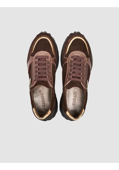 Monamae %100 Hakiki Süet Kahverengi Kadin Sneaker Kahverengi
