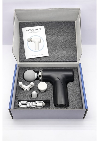 Mini Şarjlı Masaj Tabancası 4 Başlıklı 4 Kademeli Usb-c Şarjlı 400 Gr 16,5 Cm Çok Renkli