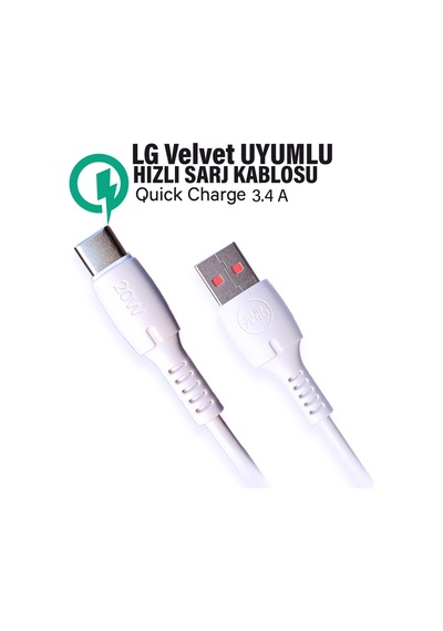 Lg Velvet Uyumlu Şarj Kablosu Hızlı Şarj 3.4a Lg Velvet Lm G910 Kablosu
