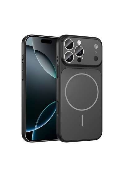 Zore İphone 15 Pro Kılıf Omsy M-safe Şarj Özellikli Kamera Korumalı Formen Kapak - Siyah