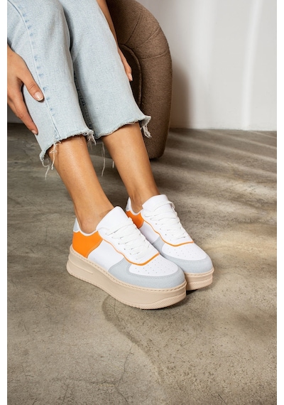 Günlük Kadın Sneaker Bağcıklı Hafif Kalın Yüksek Tabanlı Yürüyüş Nefes Alan Spor Ayakkabı 451 Bej - Oranj Günlük Kadın Sneaker Bağcıklı Hafif Kalın Yüksek Tabanlı Yürüyüş Nefes Alan Spor Ayakkabı 451 Bej - Oranj