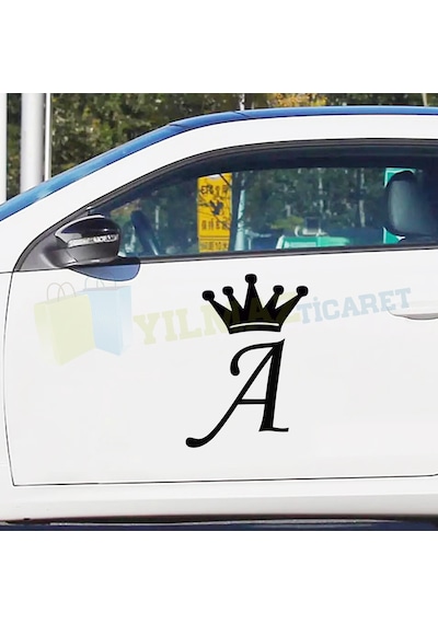Kişiye Özel Kral Taç Baş Harf Oto Sticker Yapıştırma Etiket 1 Ad
