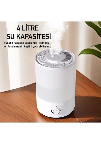 Robeve Rbh-02 Ultrasonik Hava Nemlendirici Aroma Difüzörü 4 Litre Buhar Makinesi 4l Nemlendirici - Otomatik Kapanma S