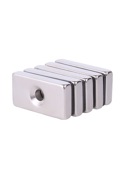 Mıknatıs, 20X10X4X5 Köşeli Havşa Delikli Güçlü Neodyum Mıknatıs 2 Adet