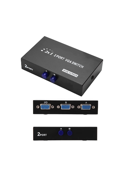 2 Port Vga Switch 2 Kasa 1 Monitör Vga Seçici Vga Giriş Çoklayıcı