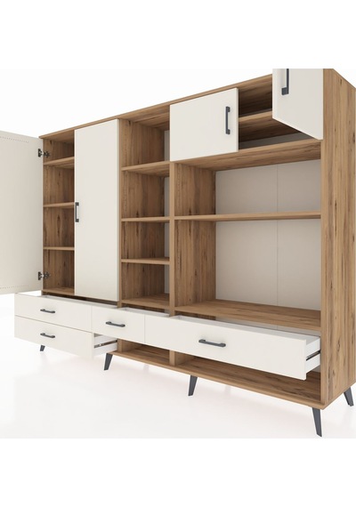 Hyperion Dolap 12 Raflı 4 Çekmeceli 4 Kapaklı 220x44x163 Çam-ayta Çam-aytaşı
