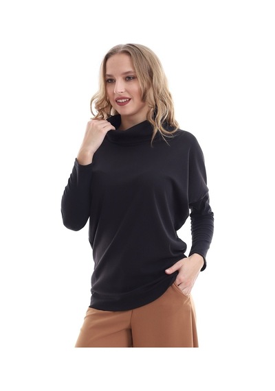 Self Clothing Kadın Boğazlı Yaka Siyah-Siyah
