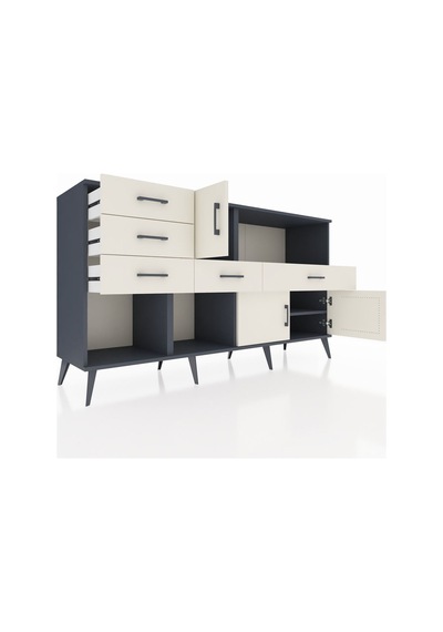 Hyperion Konsol 2 Raflı 5 Çekmeceli 3 Kapaklı 176x44x99 Antrasit- Antrasit-aytaşı Hyperion Konsol 2 Raflı 5 Çekmeceli 3 Kapaklı 176x44x99 Antrasit- Antrasit-aytaşı