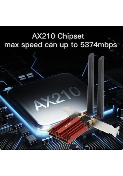 Fenvi AX210 Wi Fi 6E 5374 Mbps Tri-Band 2.4G / 5G / 6Ghz Kablosuz PCI-E Adaptörü