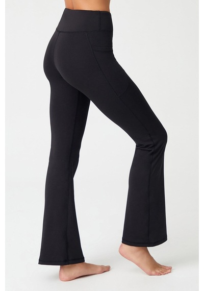 Los Ojos Kadın Siyah Yüksek Bel Toparlayıcı Çift Cepli Ispanyol Paça Tayt Bootcut Siyah
