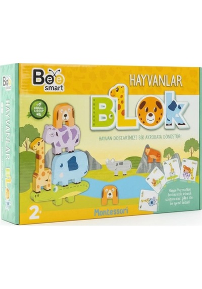 Bee Smart Montessori Hayvanlar Blok Denge Oyunu - Doğal Ahşap Eğitici Oyuncak 2+
