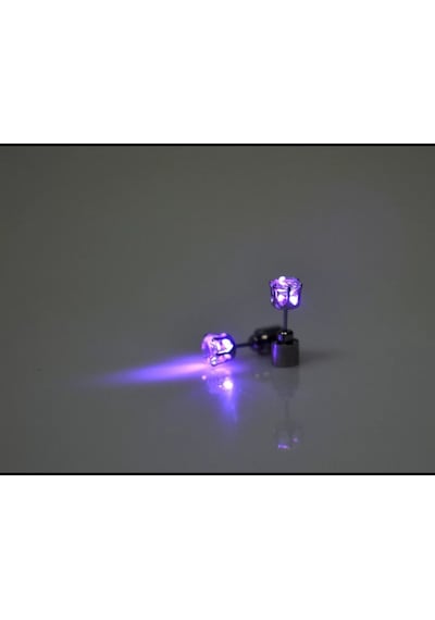 Led Işıklı Kristal Küpe Mor