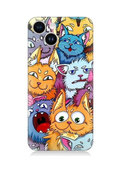 Apple Uyumlu iPhone 14 Sevimli Kedi Ve Köpekler Desenli Silikon Kılıf