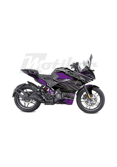 Bajaj Rs200 K'night Model Arçalı Motosiklet Kaplama Sticker Etiket Modeli Mor Gri Beyaz