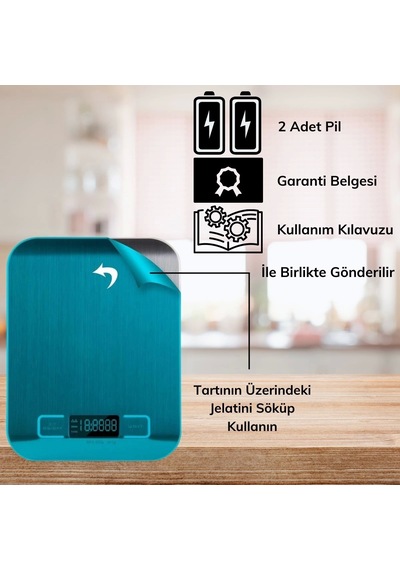 Tf 1002 Hassas Ölçümlü Maksimum 5 Kg Kapasiteli Led Ekran Platin Dijital Mutfak Tartısı 4455 - Gri