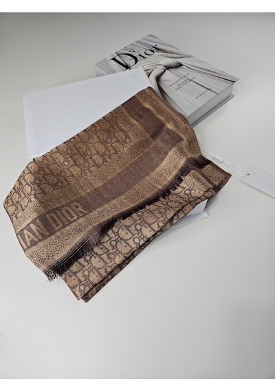 Cd Desen Kaşmir İpek Şal Silk Scarfs Hijab İthal Ürün Kahverengi