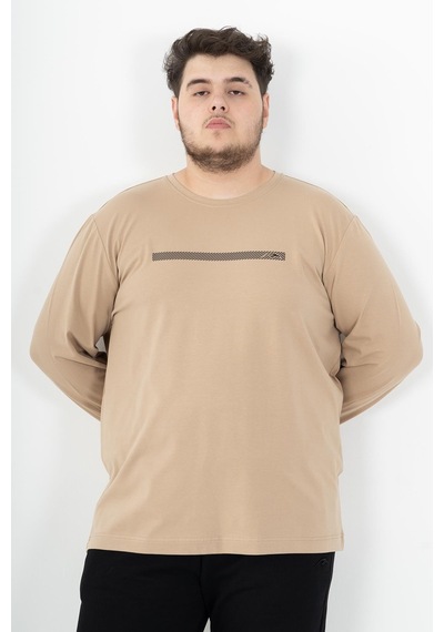 Maraton Sportswear Büyük Beden Erkek Bisiklet Yaka Takma Kol Basic Açık Vizon Sweatshirt 22420-açık Vizon Açık Vizon