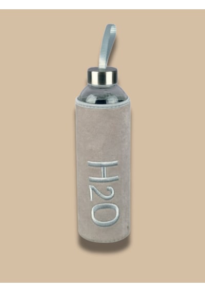 H2o Peluş Kılıflı Cam Matara 600 Ml Sütlü Kahve