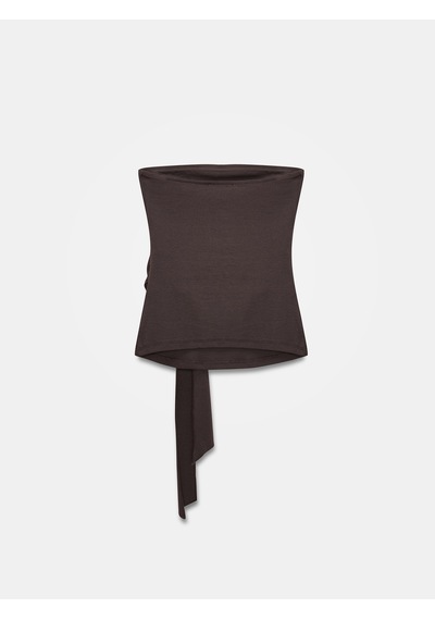 Dilvin 32841 Bağlamalı Bandeau Top-koyu Kahve