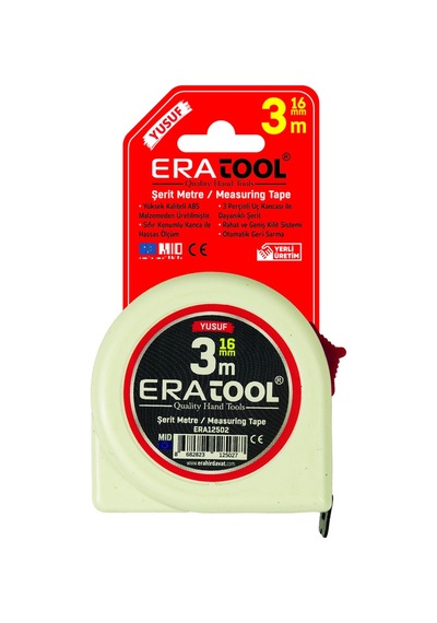 Şerit Metre 3 16mm - Beyaz Era12502 Yusuf Eratool