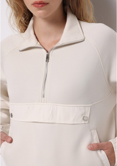 Colin's Colins Regular Fit Fermuarlı Düz Kadın Ekru Sweatshirt Cl1075635 Q1.v1 Ecr Ekru