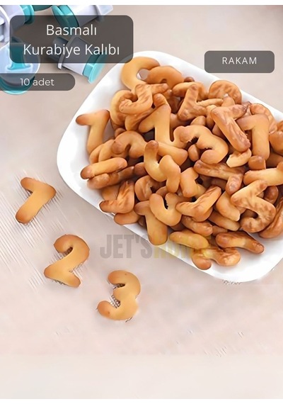 Basmalı Rakam Kalıbı Pasta Kalıbı Basmalı Kurabiye Kalıbı 10 Rakamlı Hamur Kalıp Mavi