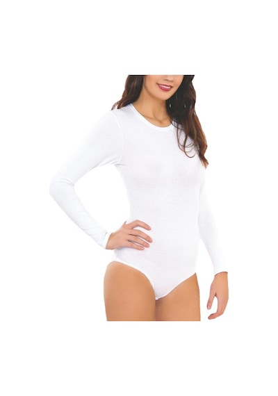 3 Adet İmer Bayan Modal Yuvarlak Yaka Uzun Kol Çıtçıtlı Body 9261 Beyaz