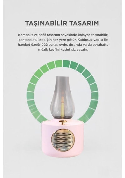 Delux Serisi Bluetooth Hoparlör Vintage Gaz Lambası D53 Pembe Retro Sesli Eğlence