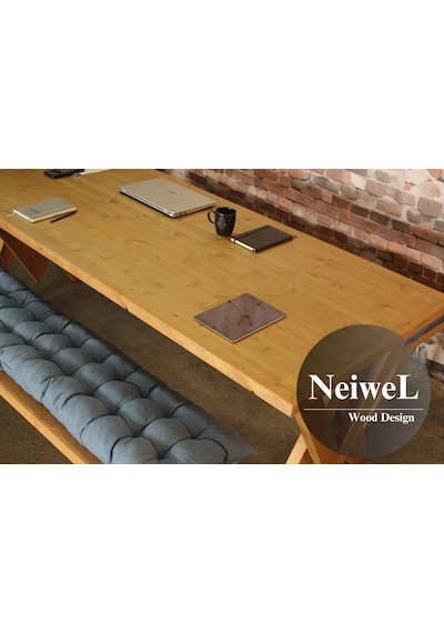 Neiwel Linna Doğal Ahşap Banklı Toplantı Masasıı x 100 x 320 Açık Ceviz