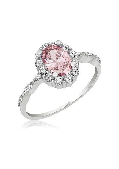 Stillove Gümüş Pembe Oval Taşlı Kadın Yüzük