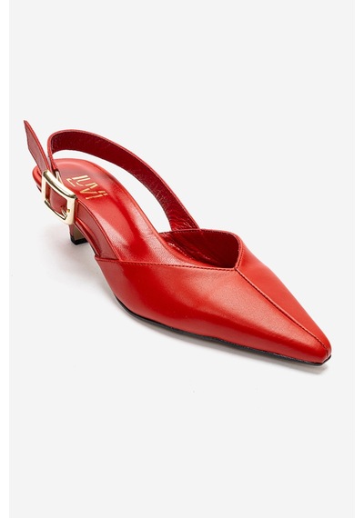 Luvishoes Dıorıs Kırmızı Cilt Hakiki Deri Kadın Kısa Topuklu Ayakkabı