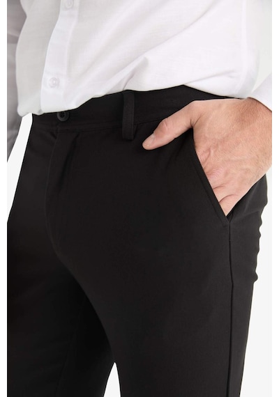 Defacto Tailored Fit Düz Paça Her Yöne Esneyen Yumuşak Tuşe Cepli Pantolon C7508ax25aubk27 Siyah