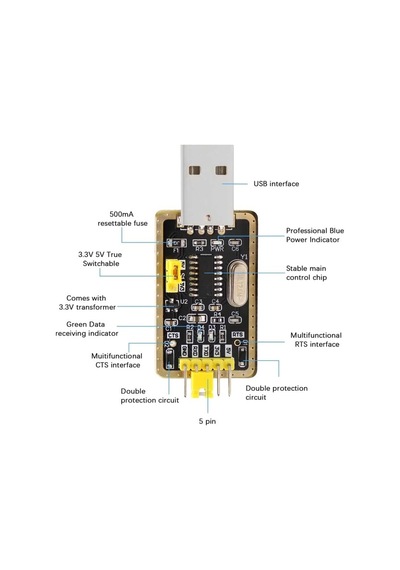 Ch340g Usb-ttl Seri Haberleşme Dönüştürücü Modülü Usb Uart Adaptör